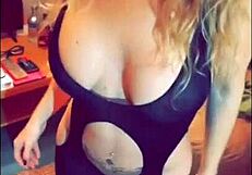 Naughty British Slut Flashes and Takes Cum in Mouth.