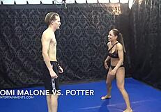 i spar'd with nomi malone in bikini, but she made me submit and sit on her face