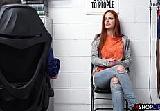 redhead teen gets banged hard by dirty cop at work