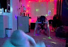 Owner Bent Over Partner In Doggie Costume For Double Anal Assfucking