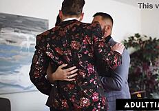 adult time - bisexual boss and bf give assistant a messy facial in mmf threesome