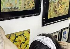 Milf enjoys small orgasm drinking milk