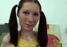beautiful teen with ponytails, get fucked in missionary
