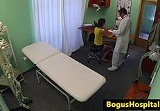 Euro beauty gets pounded hard by doctor with sneaky fingering