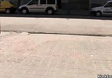 handcuffed blonde sucking dicks outdoor public