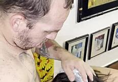 Milf enjoys small orgasm drinking milk