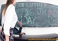 A young girl has an interracial ejaculation