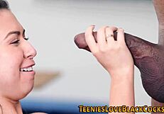 teen gives interracial handjob cumshot