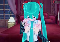 hatsune miku gives a steamy foot job in pov