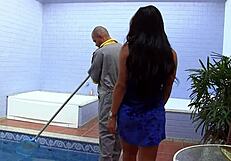 The MD makes it clear that in order to get inside her, the pool attendant disinfects his anus with semen
