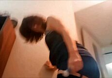 European amateur in lingerie gives doggy style and deepthroat