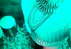 Slutty minx pissing and fondling pussy in the public toilet at the club