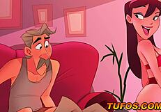 Young Girl Teases Old Man In Red Lingerie