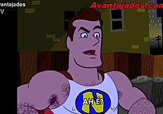 Gay cartoon featuring a hero with a big ass.