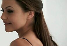 classy beauty banged in stockings with cum on big tits