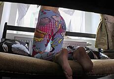 Sexiest Spandex Leggings Ripped Off Dirty Barefoot Ass Strip