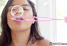 Petite 18+ Latina Babe Devours Huge Cock at Wild Party