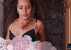 curly hair black teen model agatha in playboy solo session