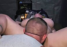 MY WIFE UNDRESSING OUTDOOR TO USE BIG DILDO IN PREGNANT PUSSY FOR CREAMPIE