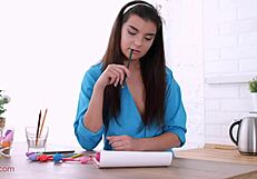 Brunette teen gets fucked and creampied