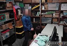 Ebony teen's first anal experience with police officer in pawn shop.