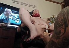 Tattooed Wife Bound in Hairy Bondage Orgasms Wildly