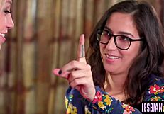 cute blonde lesbian licks hairy pussy deeply