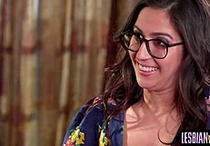 cute blonde lesbian licks hairy pussy deeply