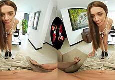 Beautiful Latina Babe Undresses and Fucks in VR Reality