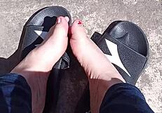 Feet Relaxing In The Sun Before A Professional Pedicure Treatment