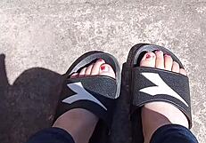 Feet Relaxing In The Sun Before A Professional Pedicure Treatment
