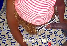 Hot milf obsessed with black cock. She gives blowjob and deepthroat to her boyfriend's friend.