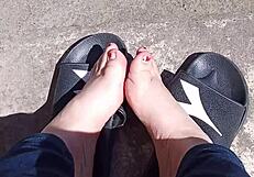 Feet Relaxing In The Sun Before A Professional Pedicure Treatment