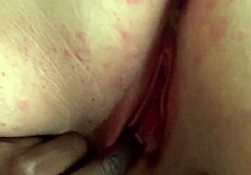 Pale BBW milf dribbles squirt from pussy masturbation with big black cock