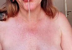 I ride the dildo with my big tits