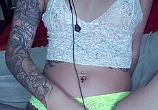 tattooed blonde rachell miranda feels pleasure guiding her solo masturbation