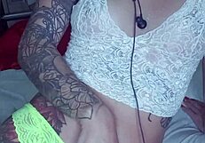 tattooed blonde rachell miranda feels pleasure guiding her solo masturbation