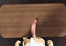 Teen Admires Huge White Dick On Desk Before Monster Cock Action