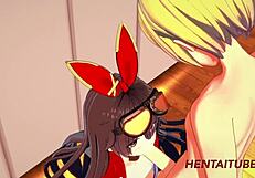 Genshin impact hentai amber handjob blowjob boobjob fucked cum mouth pussy