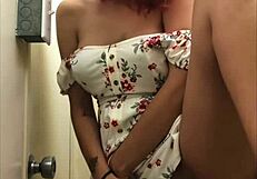 MILF gets drunken and plays with glass dildo in public