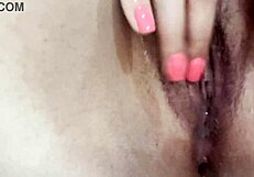 teen 18+ shows juicy pussy and licks nipples close-up