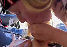 Blonde slut sucks monster cock, cums in mouth on snowy Mt Lassen to Lake Tahoe trip, part 9 movie.