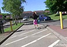 Ebony Kiki Minaj Flashes Her Tight Pussy in Public for UK-Flashers