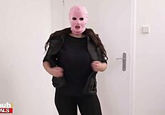 Successful, attractive, dangerous woman with big buttocks and big breasts comes into college dorm room and ejaculates