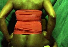 A black sissy character named Titania loves to twerk on a 10 inch dildo