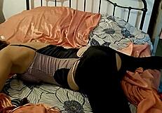 French Amateur Doggy Fuck In Satin Lingerie, Blowjob Rimjob