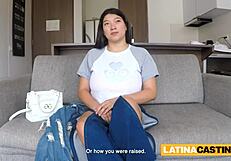 huge tits latina amateur deepthroats big cock for fake agent!