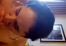 Whore intensely sucking big black cock