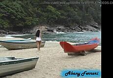 Exposing big tits and ass on the beach