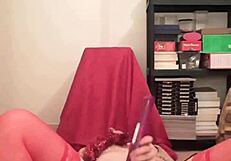 Enjoy a festive striptease with undressing and ripped clothes.